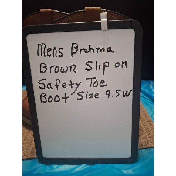 Brahma Mens Size 9.5 W Brown Leather/Manmade Western Pull-On Work Boots. Safety - Picture 9 of 9